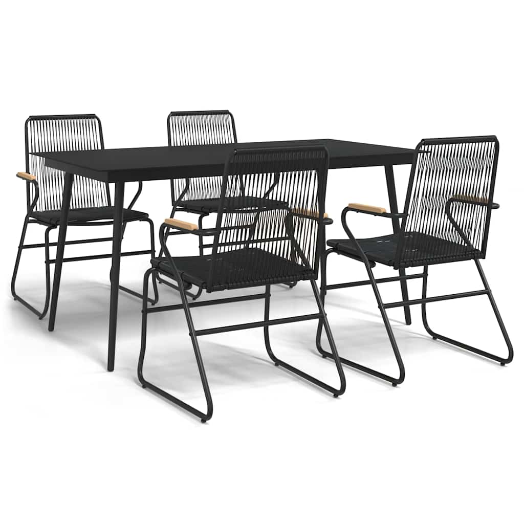 vidaXL 5 Piece Garden Dining Set Black PVC Rattan 2