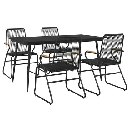vidaXL 5 Piece Garden Dining Set Black PVC Rattan 3