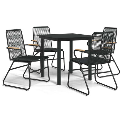 vidaXL 5 Piece Garden Dining Set Black PVC Rattan 2