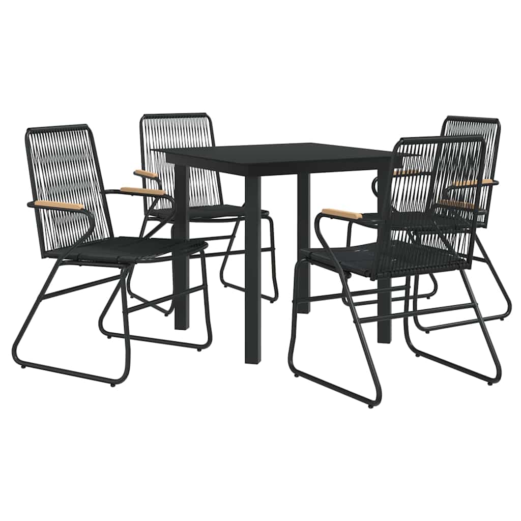 vidaXL 5 Piece Garden Dining Set Black PVC Rattan 3