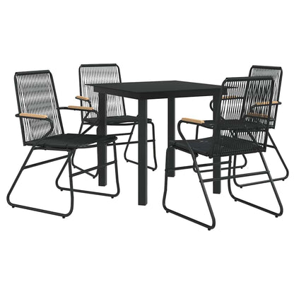 vidaXL 5 Piece Garden Dining Set Black PVC Rattan 3