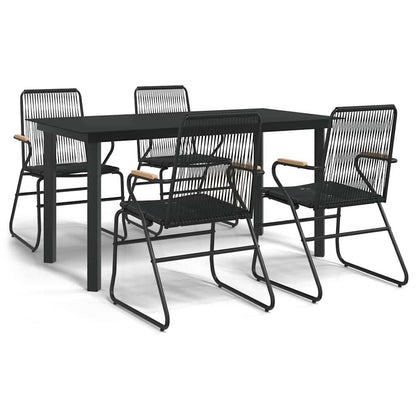vidaXL 5 Piece Garden Dining Set Black PVC Rattan 2