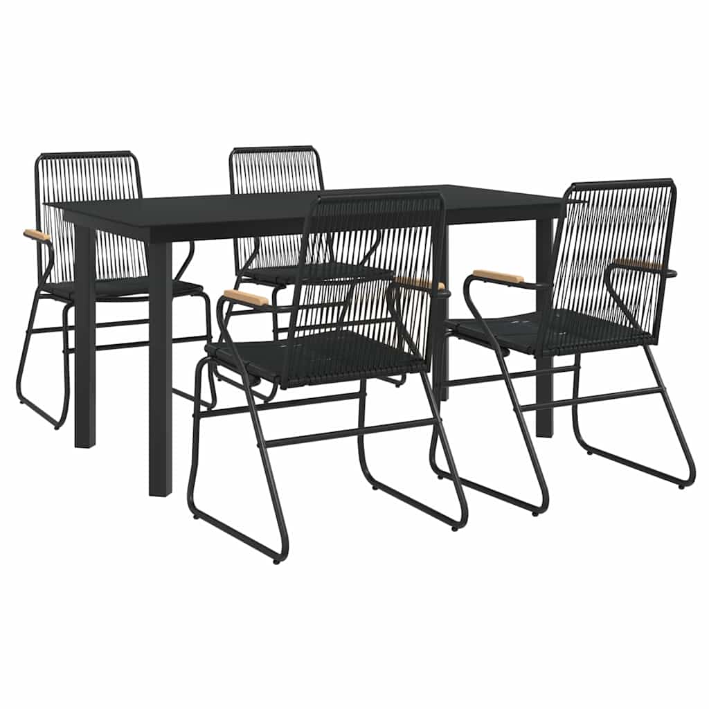 vidaXL 5 Piece Garden Dining Set Black PVC Rattan 3