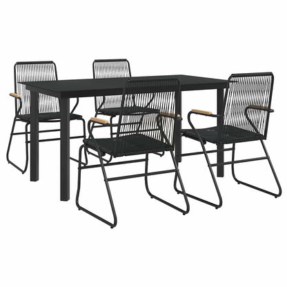 vidaXL 5 Piece Garden Dining Set Black PVC Rattan 3