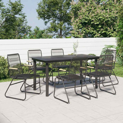 5 Piece Garden Dining Set Black PVC Rattan 6