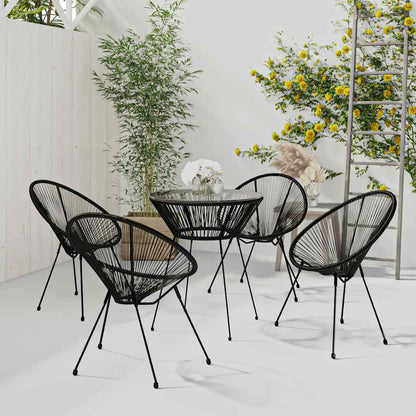 vidaXL 5 Piece Outdoor Dining Set PVC Rattan Black 1