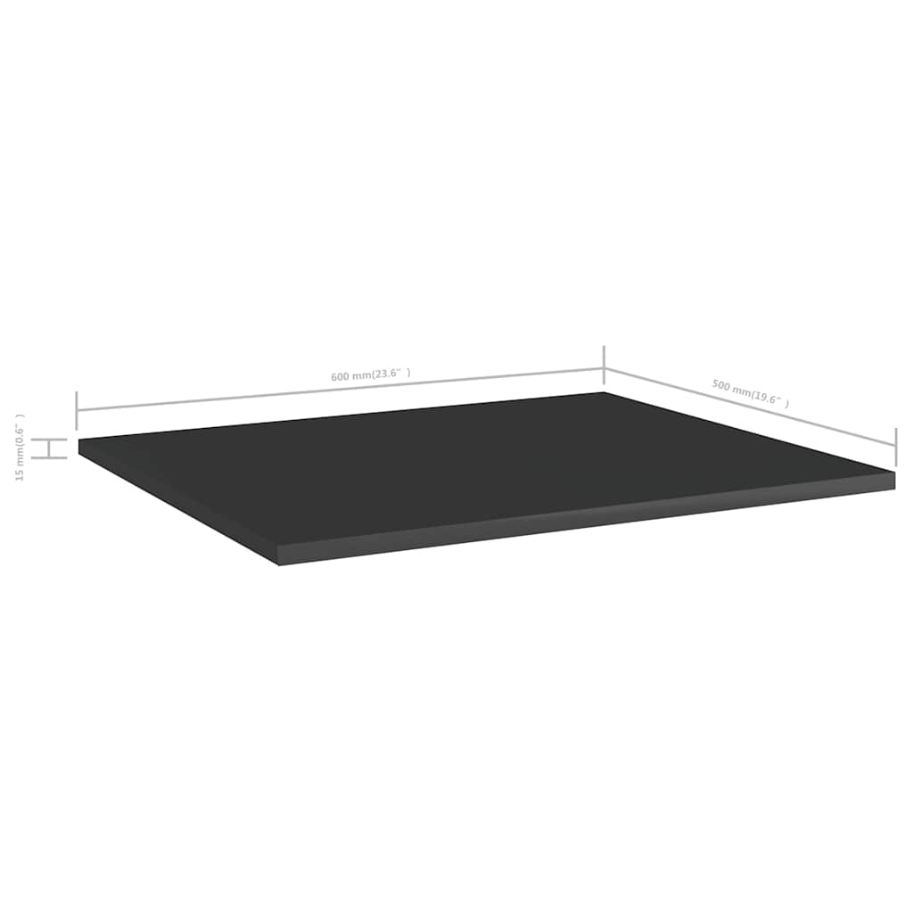 Bookshelf Boards 60x50x1.5 cm Engineered Wood 8 pcs High gloss black