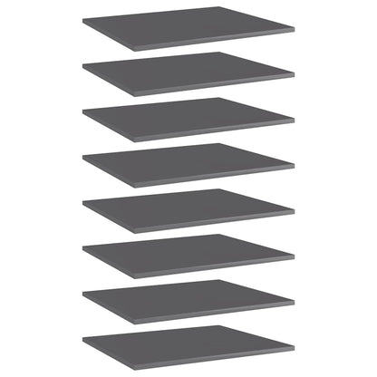 Bookshelf Boards 60x50x1.5 cm Engineered Wood 8 pcs High gloss grey