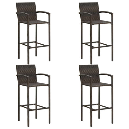 vidaXL 5 Piece Garden Bar Set Poly Rattan Brown 6