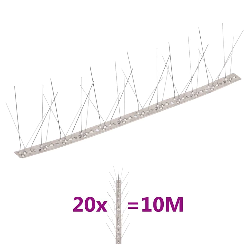 2-row Stainless Steel Bird & Pigeon Spikes Set of 6 10 m