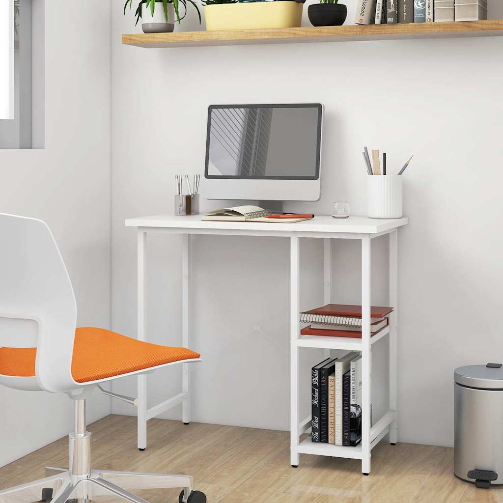 Computer Desk 80x40x72 cm MDF and Metal White