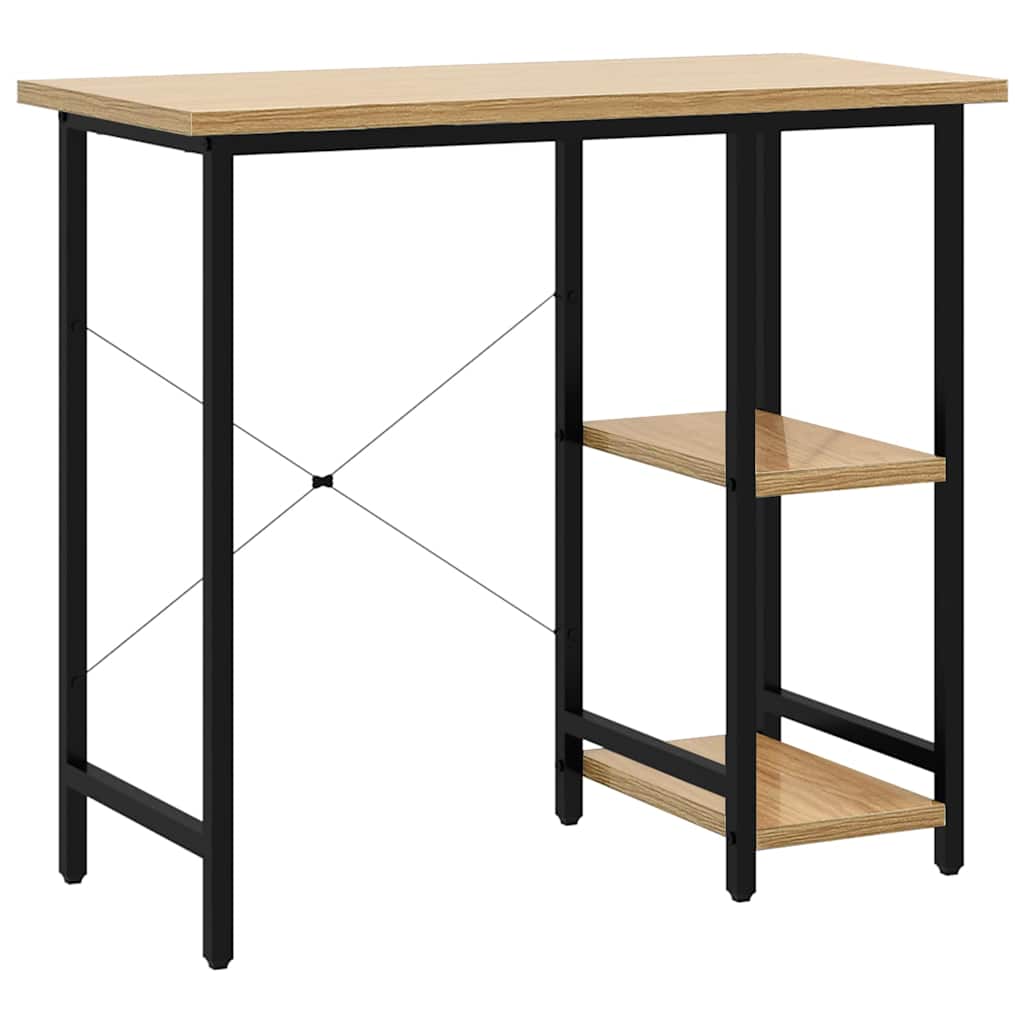 Computer Desk 80x40x72 cm MDF and Metal Black and light oak
