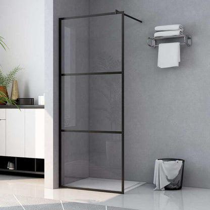 Walk-in Shower Wall with Clear ESG Glass Black Transparent 90 x 195 cm