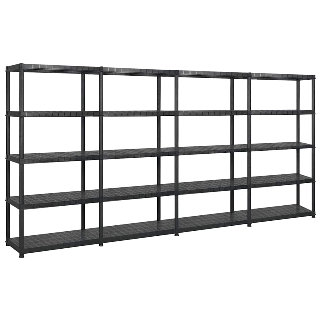 vidaXL Storage Shelf 5-Tier Black 340x40x185 cm Plastic 1