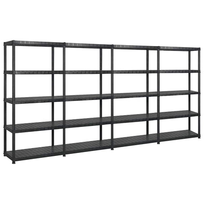 vidaXL Storage Shelf 5-Tier Black 340x40x185 cm Plastic 1