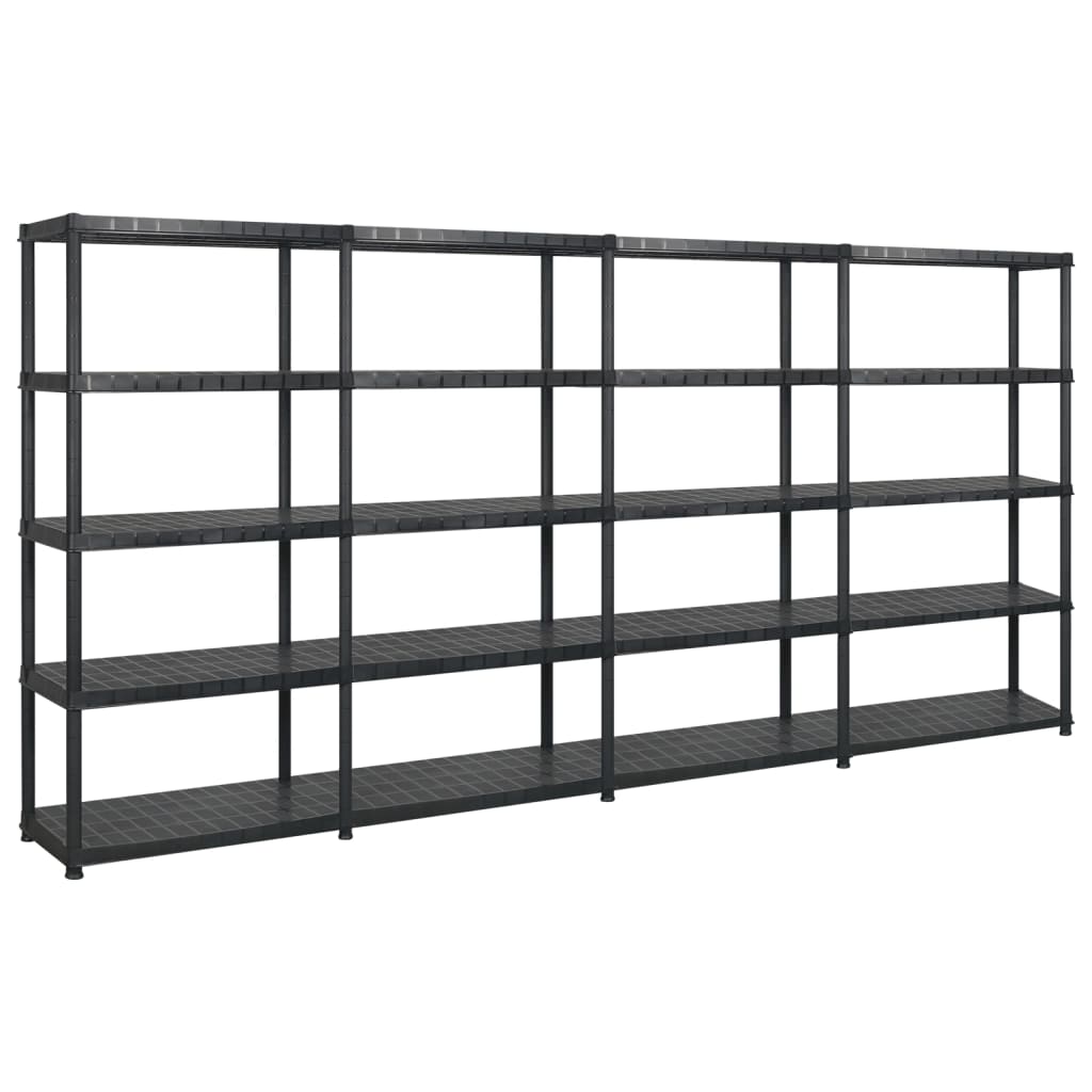 vidaXL Storage Shelf 5-Tier Black 366x45,7x185 cm Plastic 2