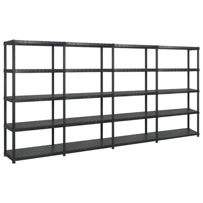 vidaXL Storage Shelf 5-Tier Black 366x45,7x185 cm Plastic 2