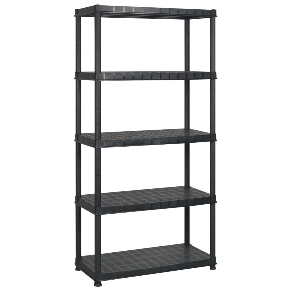 vidaXL Storage Shelf 5-Tier Black 366x45,7x185 cm Plastic 3