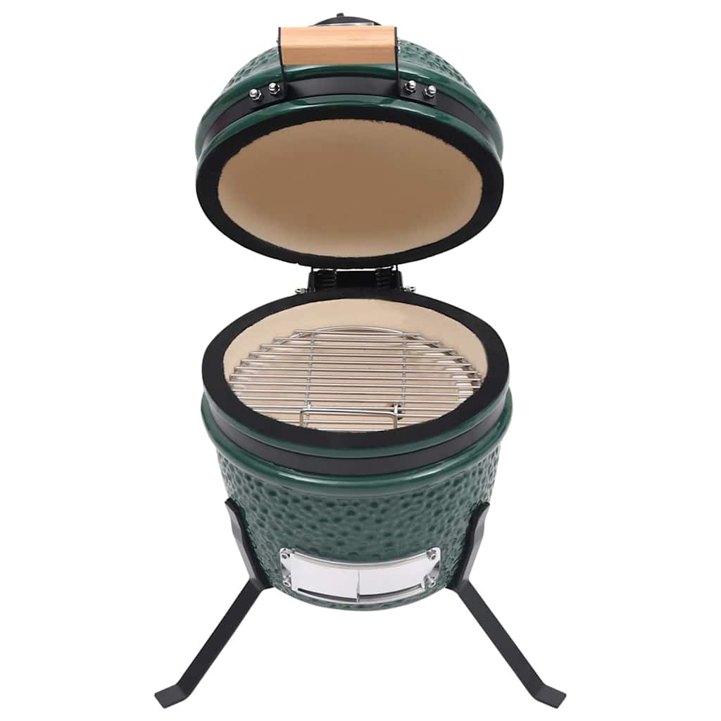 vidaXL 2-in-1 Kamado Barbecue Grill Smoker Ceramic 56 cm Green 2