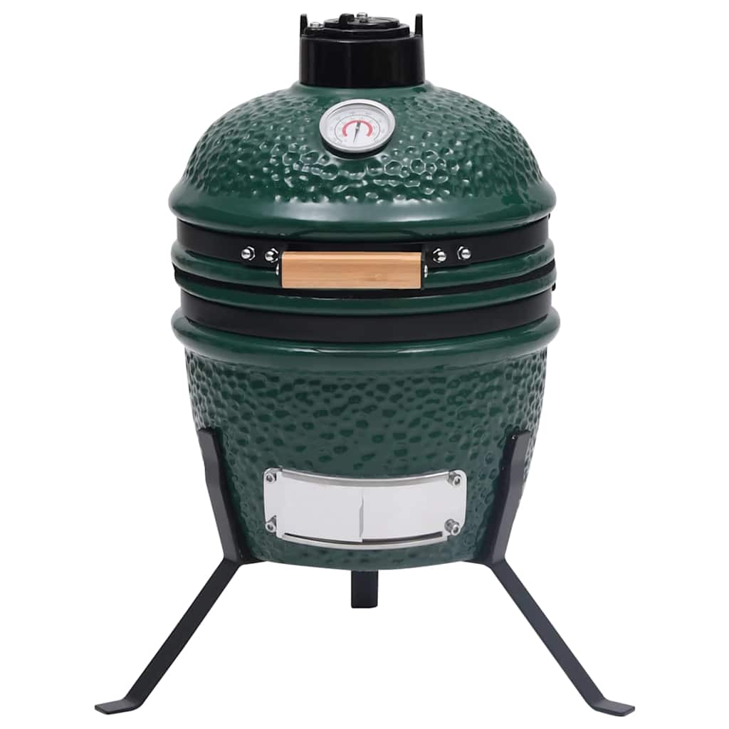 vidaXL 2-in-1 Kamado Barbecue Grill Smoker Ceramic 56 cm Green 3
