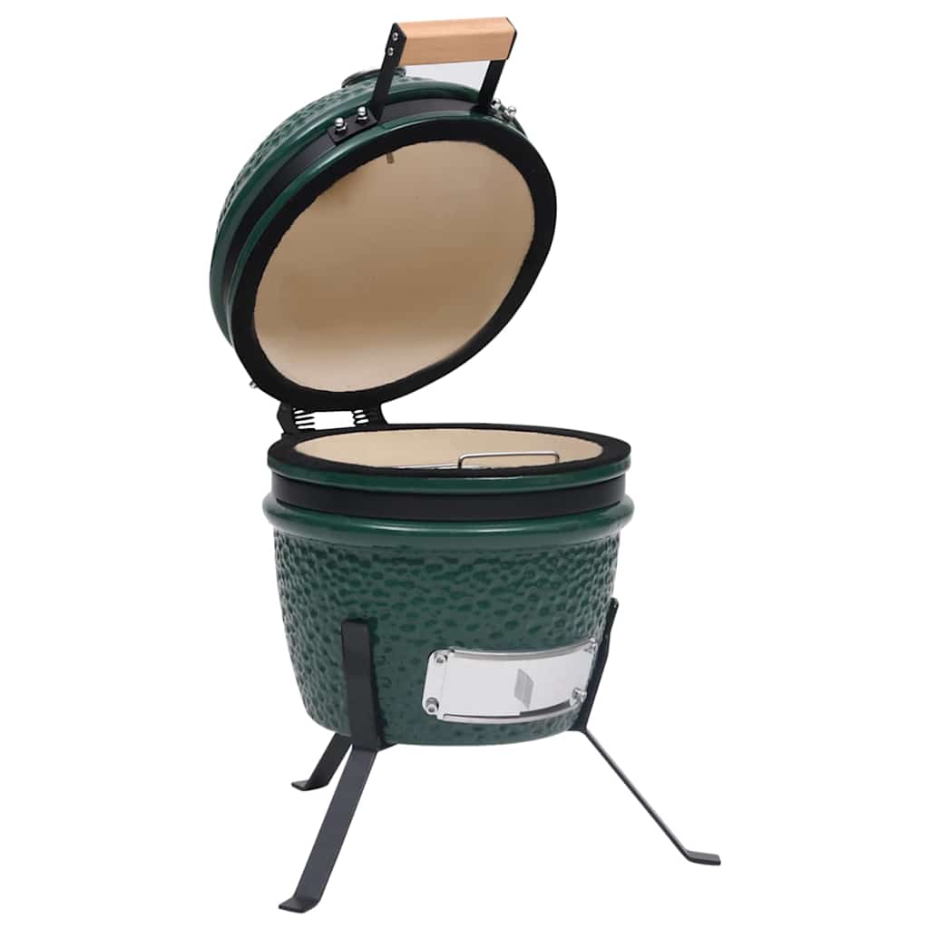 vidaXL 2-in-1 Kamado Barbecue Grill Smoker Ceramic 56 cm Green 4