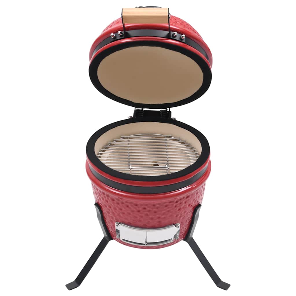 vidaXL 2-in-1 Kamado Barbecue Grill Smoker Ceramic 56 cm Red 2