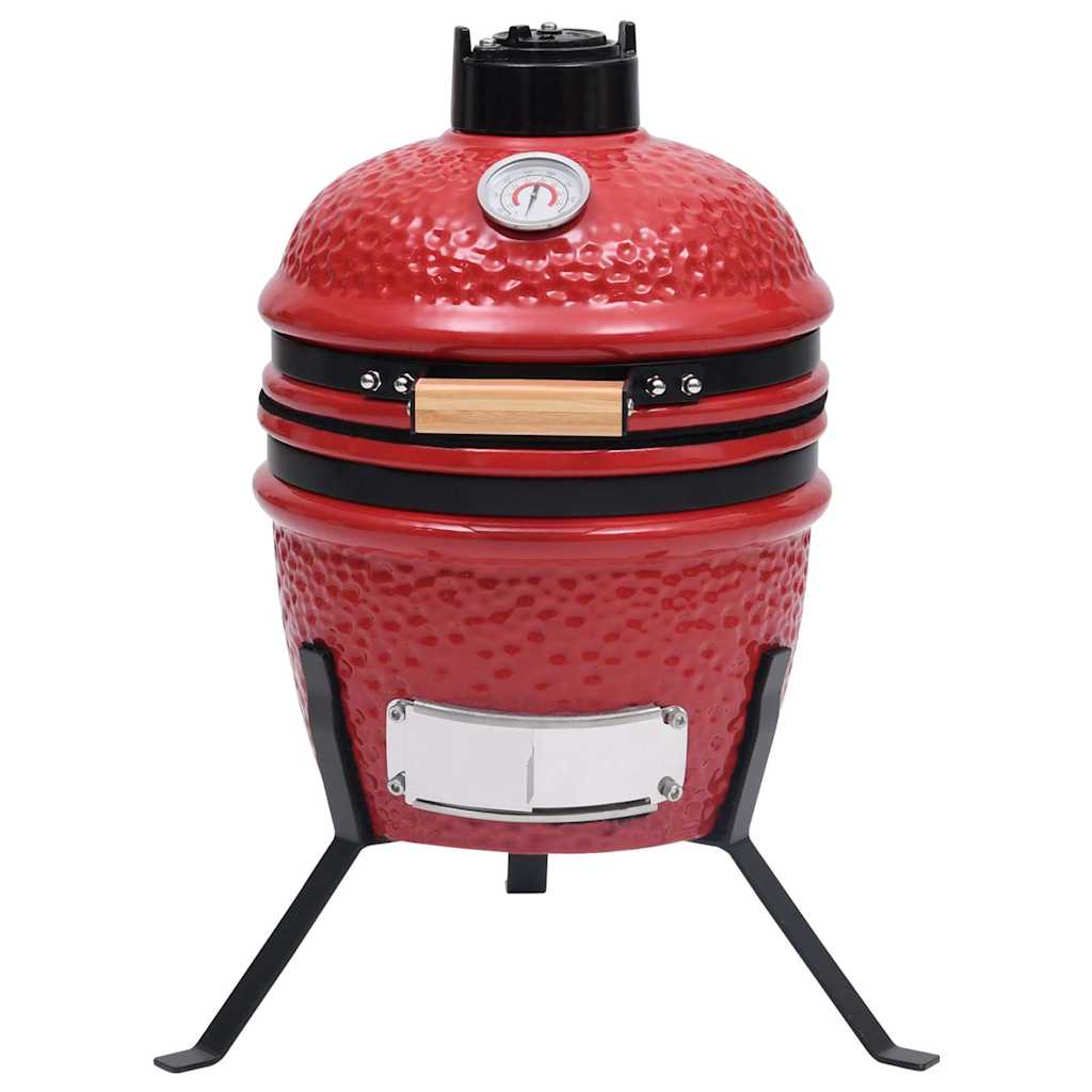 vidaXL 2-in-1 Kamado Barbecue Grill Smoker Ceramic 56 cm Red 3