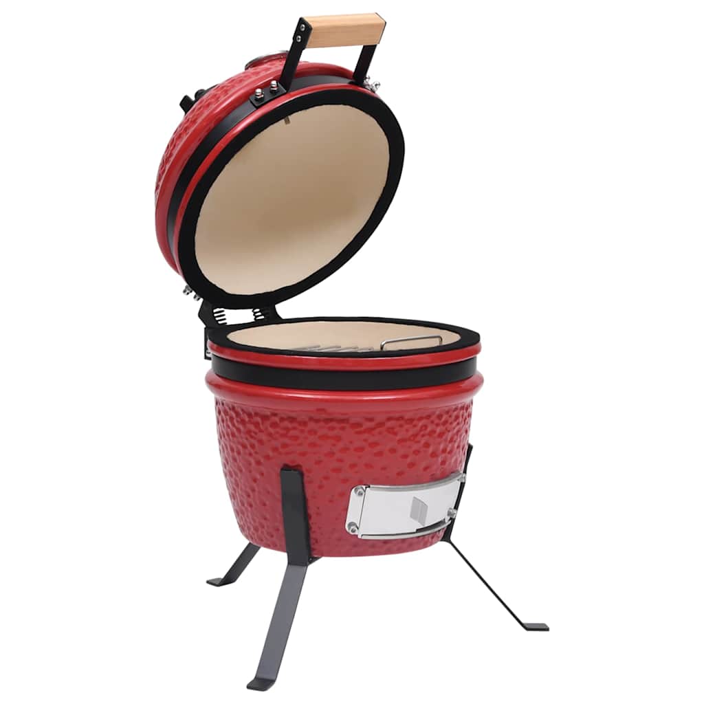 vidaXL 2-in-1 Kamado Barbecue Grill Smoker Ceramic 56 cm Red 4