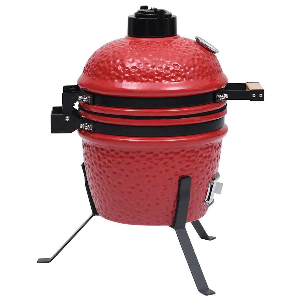 vidaXL 2-in-1 Kamado Barbecue Grill Smoker Ceramic 56 cm Red 6