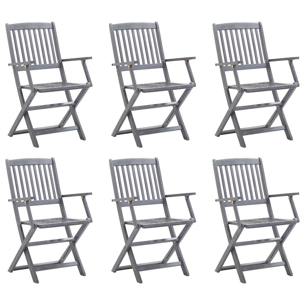 vidaXL Folding Chairs Solid Acacia Wood with Armrest