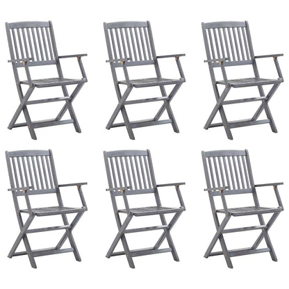 vidaXL Folding Chairs Solid Acacia Wood with Armrest