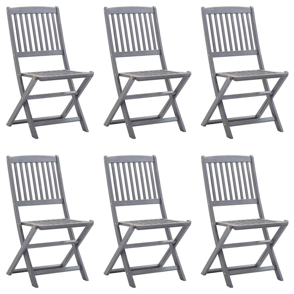 vidaXL Folding Chairs Solid Acacia Wood without Armrest