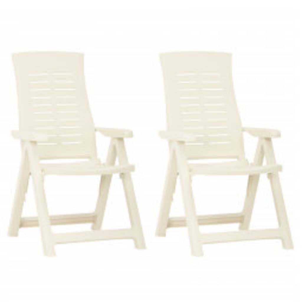 Reclining Folding Chairs 2 pcs Plastic White