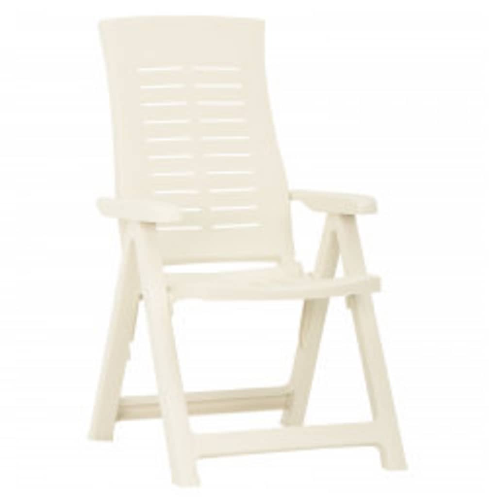 Reclining Folding Chairs 2 pcs Plastic White