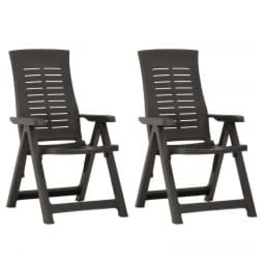 Reclining Folding Chairs 2 pcs Plastic Anthracite