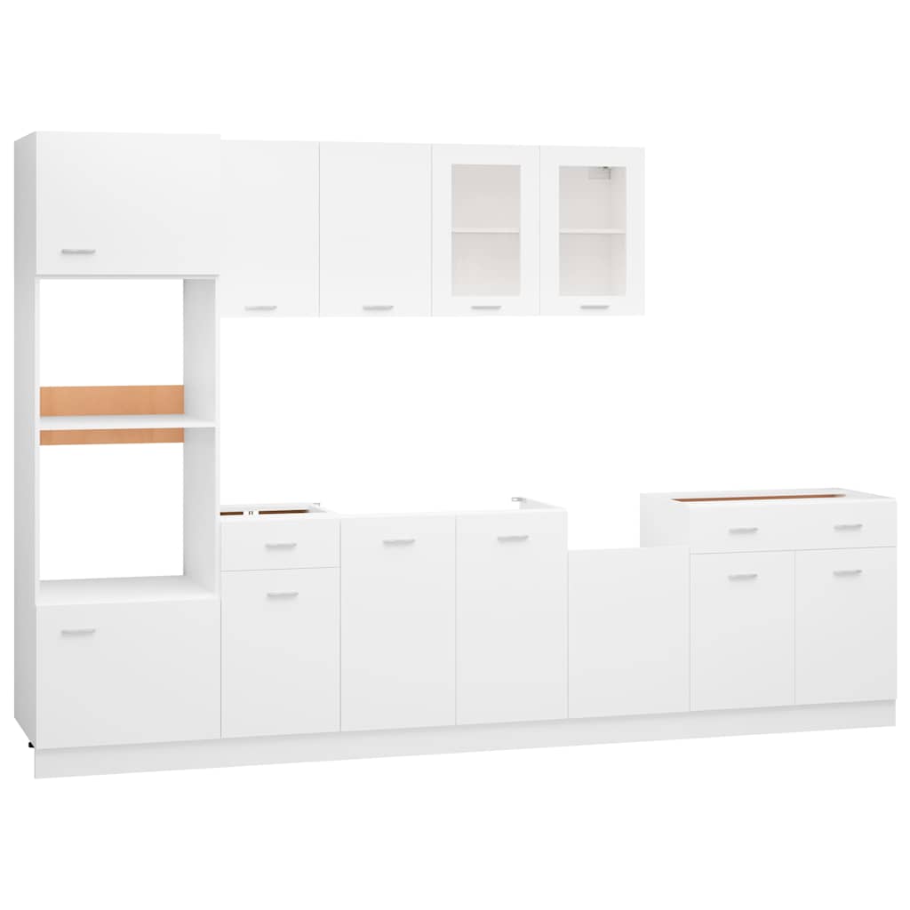 7 Piece Kitchen Cabinet Set Engineered Wood White