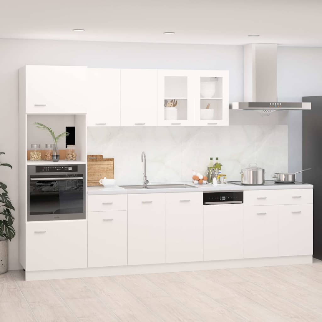 7 Piece Kitchen Cabinet Set Engineered Wood White