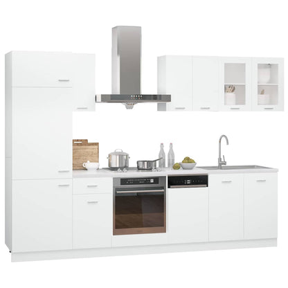 8 Piece Kitchen Cabinet Set Engineered Wood White