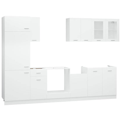 8 Piece Kitchen Cabinet Set Engineered Wood White