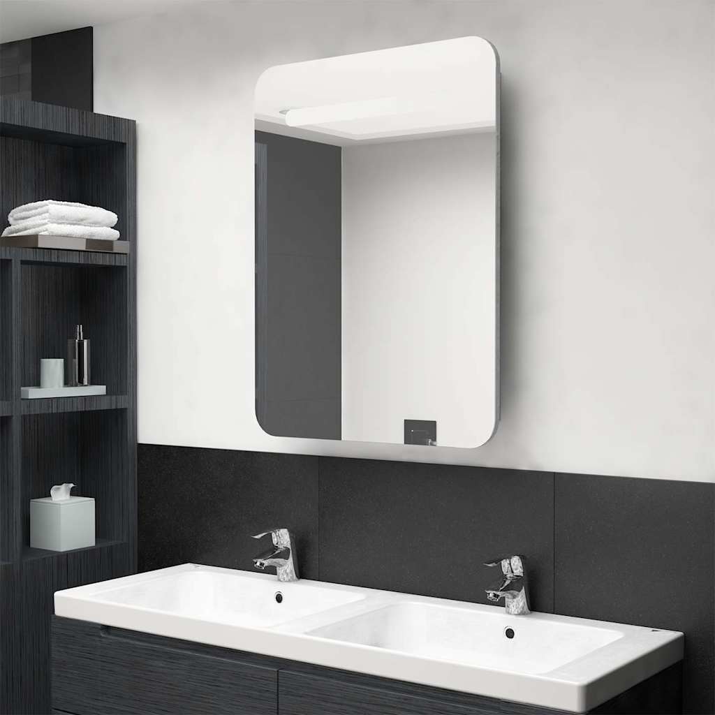 LED Bathroom Mirror Cabinet 60x11x80 cm Concrete grey