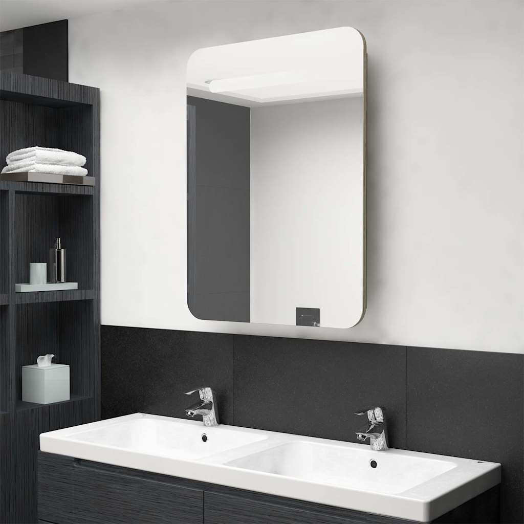 LED Bathroom Mirror Cabinet 60x11x80 cm Oak