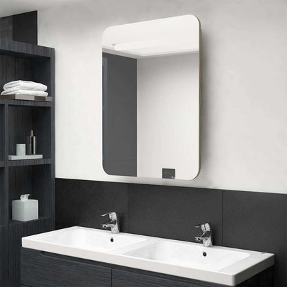LED Bathroom Mirror Cabinet 60x11x80 cm Oak