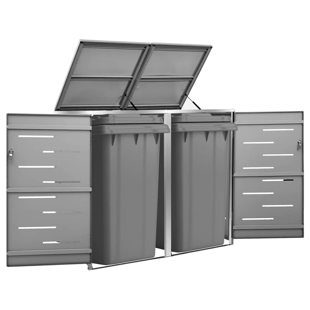 vidaXL Single Wheelie Bin Shed 69x77.5x115 cm Stainless Steel