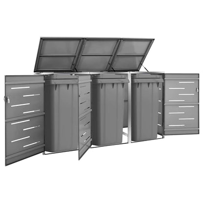 vidaXL Single Wheelie Bin Shed 69x77.5x115 cm Stainless Steel