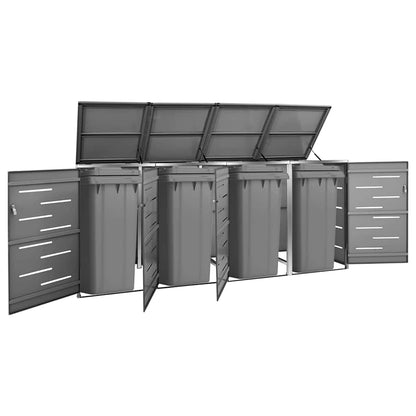 vidaXL Single Wheelie Bin Shed 69x77.5x115 cm Stainless Steel