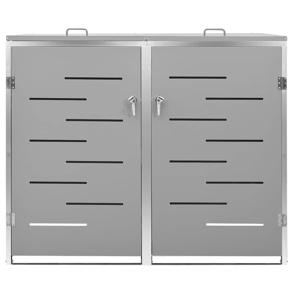 vidaXL Double Wheelie Bin Shed 138x77.5x115 cm Stainless Steel 3