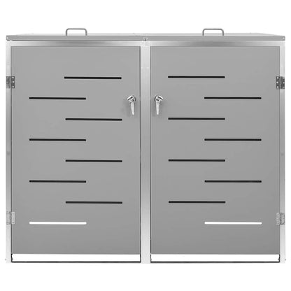 vidaXL Double Wheelie Bin Shed 138x77.5x115 cm Stainless Steel 3