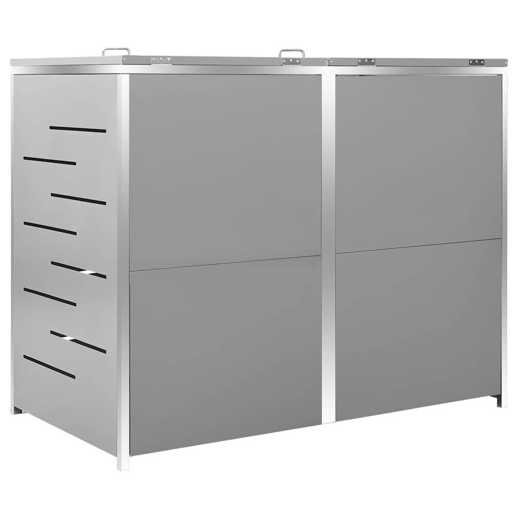 vidaXL Double Wheelie Bin Shed 138x77.5x115 cm Stainless Steel 6