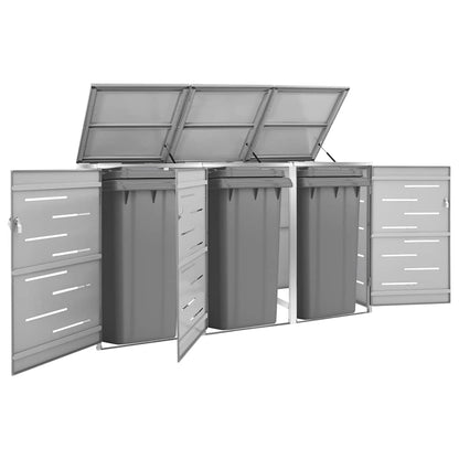 vidaXL Single Wheelie Bin Shed 69x77.5x115 cm Stainless Steel