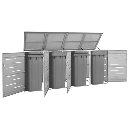 vidaXL Single Wheelie Bin Shed 69x77.5x115 cm Stainless Steel
